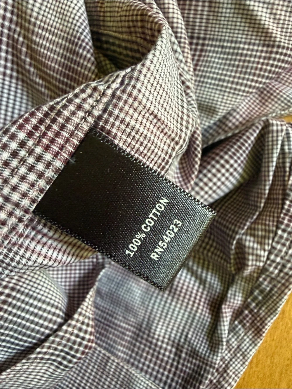 Banana Republic Men's Glen Plaid Dress Shirt in Maroon and Gray